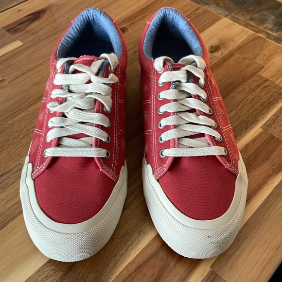 J. Crew Vintage Look Red Canvas Sneakers size 7 - Picture 2 of 8